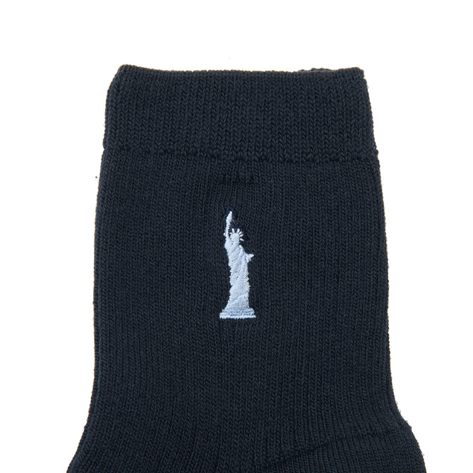 EB 2足組/ショート丈ソックス13㎝　片面女神刺繍入（紺/サックス）