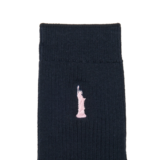 EB ハイソックス32㎝　片面女神刺繍入（紺/ピンク）